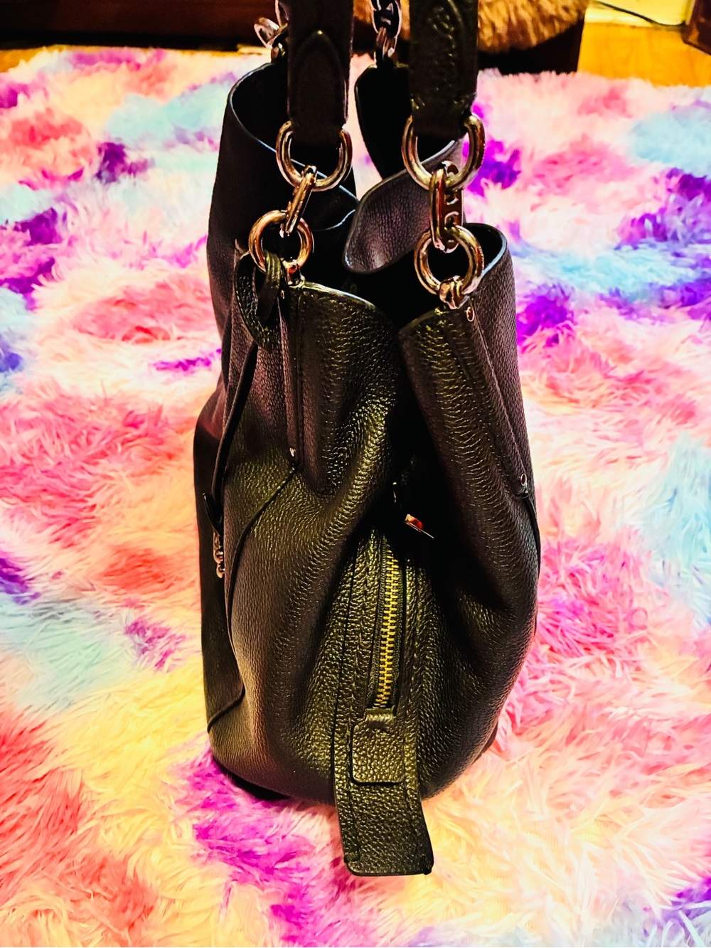 Coach Black Pebbled Leather Shoulder Bag - Picture 7 of 16